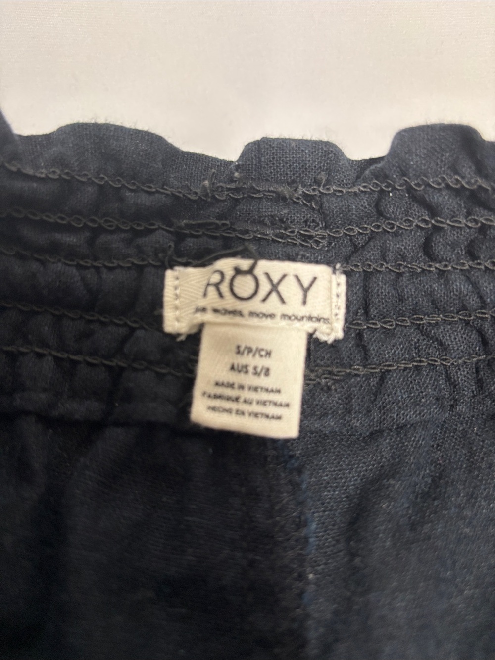 Roxy Women's Small Black Linen Blend Drawstring Beach Pants Pull On Casual - Picture 2 of 5